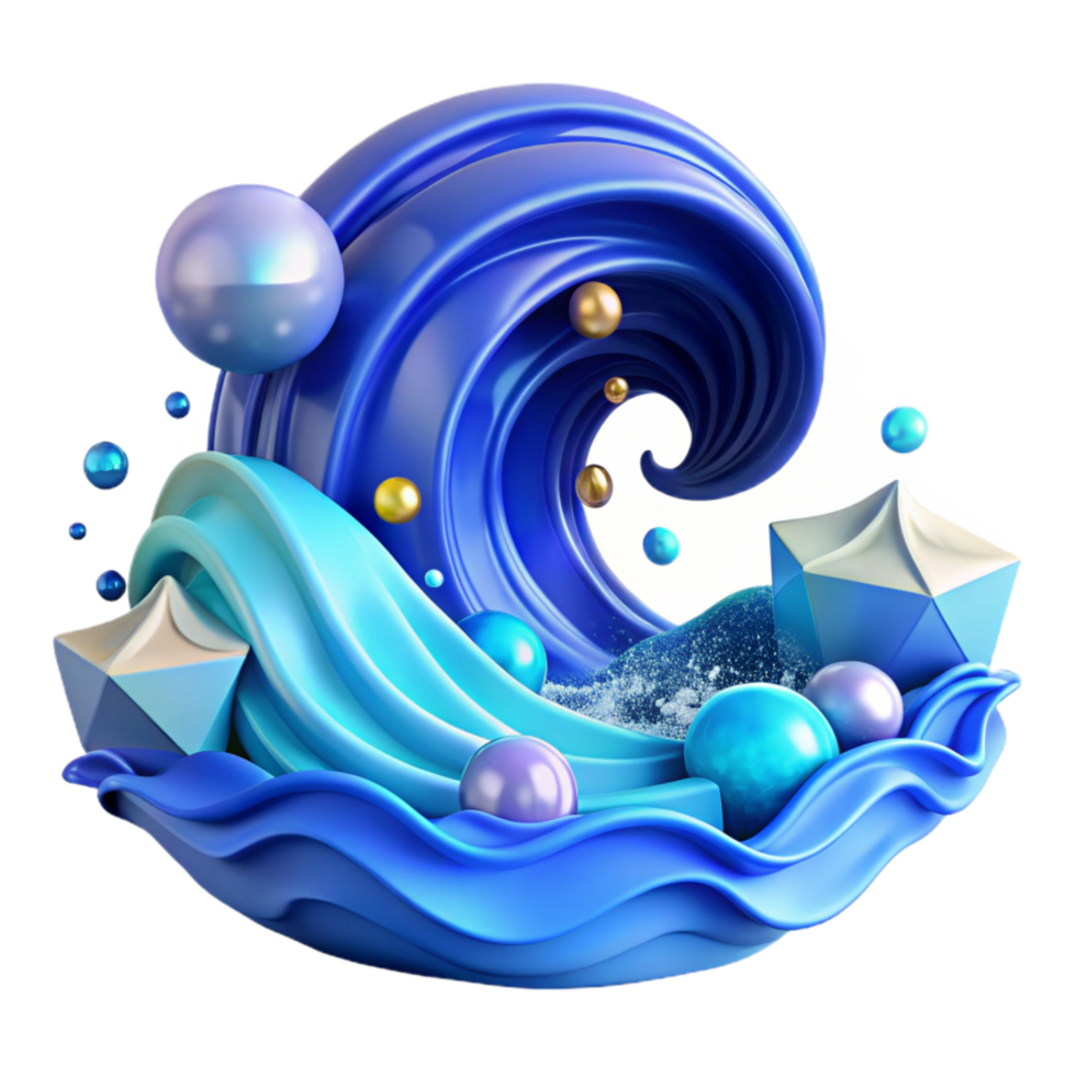 dramatic modern Ocean Waves Transparent Background with Blue Water premium png