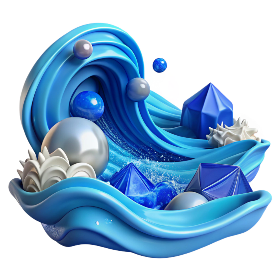 elegant classic Ocean Waves Transparent Background with Blue Water genuine png