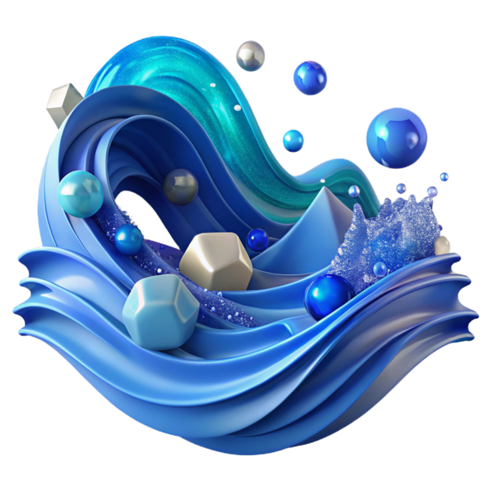 vibrant vintage Ocean Waves Transparent Background with Blue Water authentic png