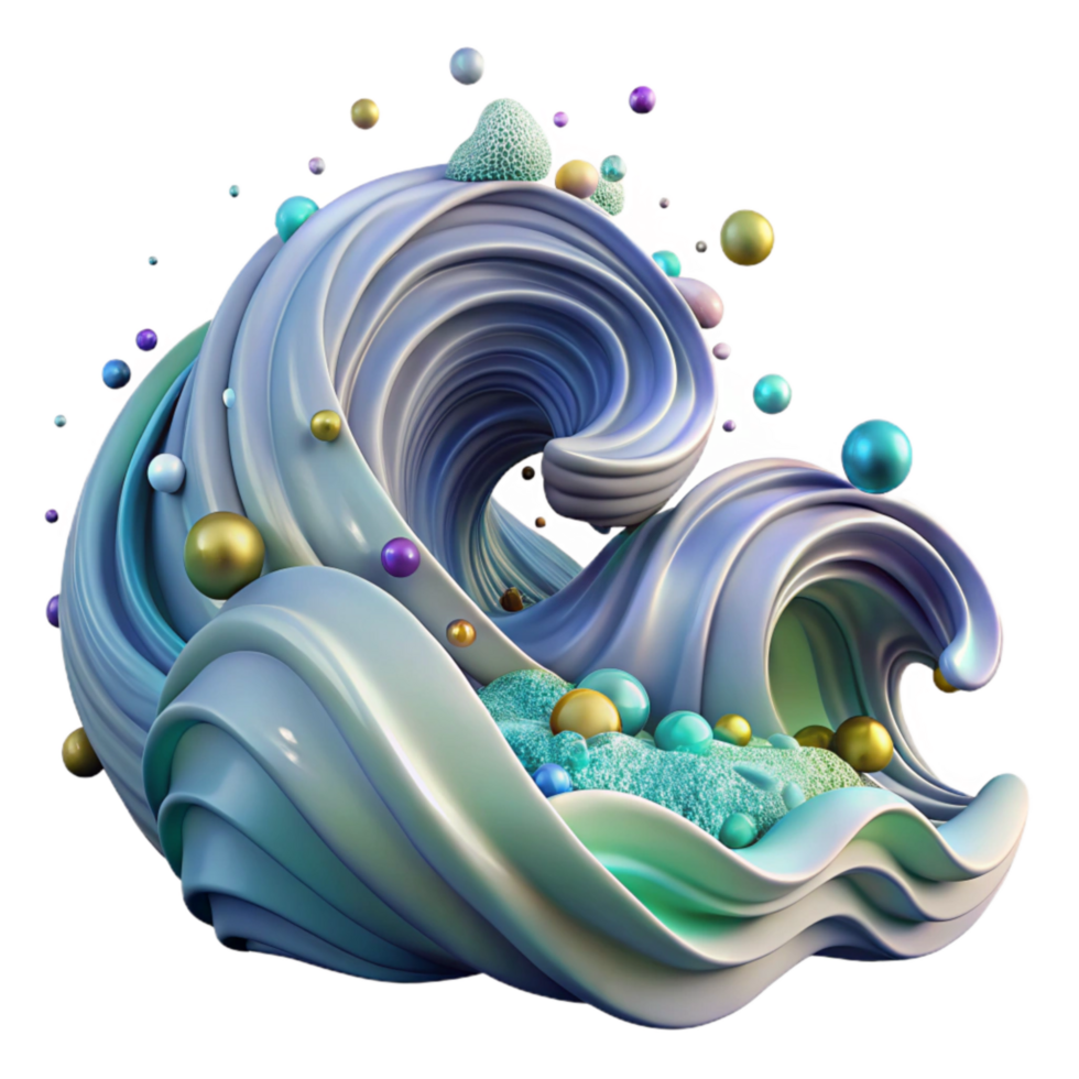 serene modern Ocean Waves Rippling in Whispering Winds Isolated original png