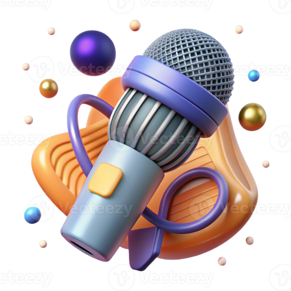 impressive artistic Old Microphone Isolated on Transparent Background with Shadow authentic png