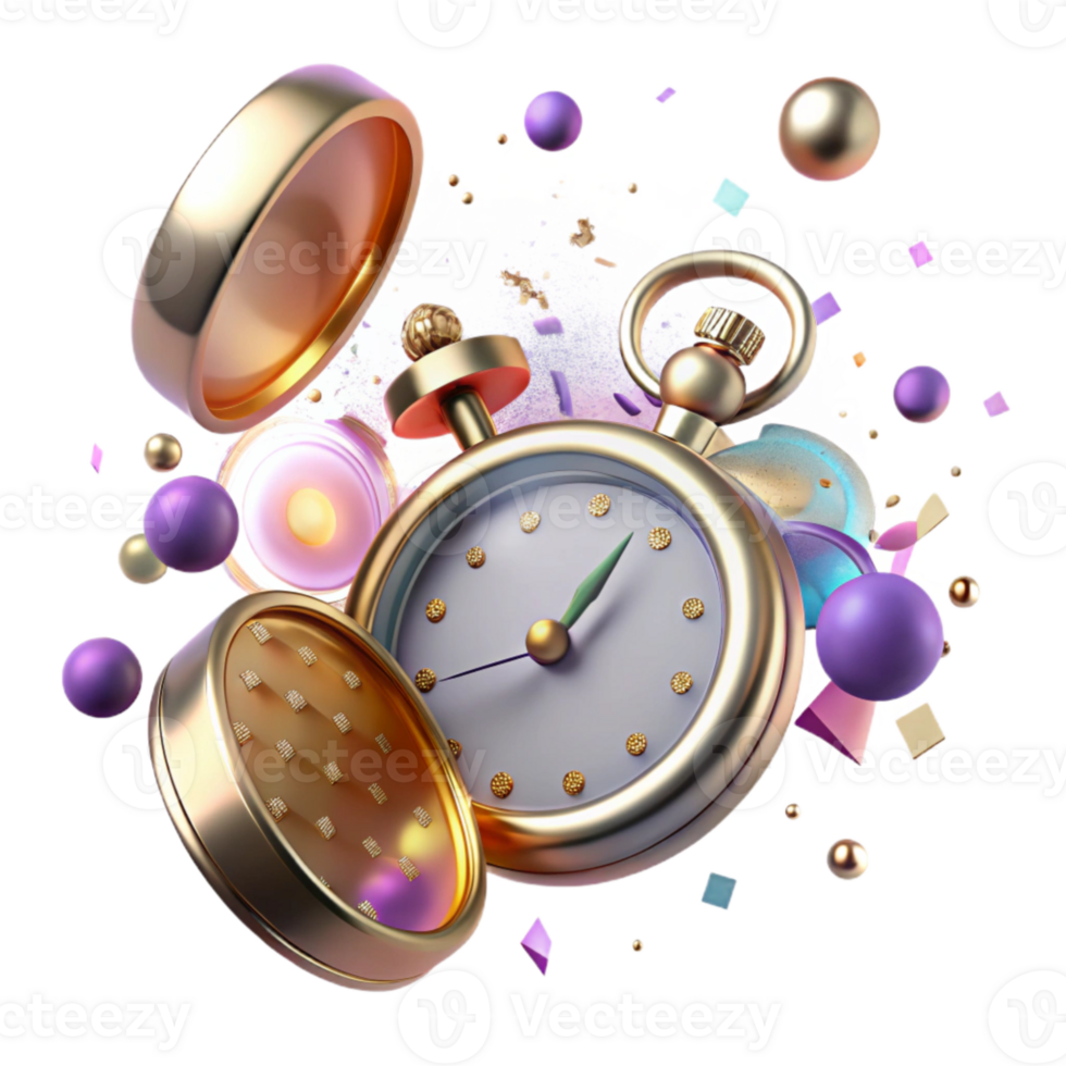 vibrant artistic Old Pocket Watch Face Open Transparent Background png
