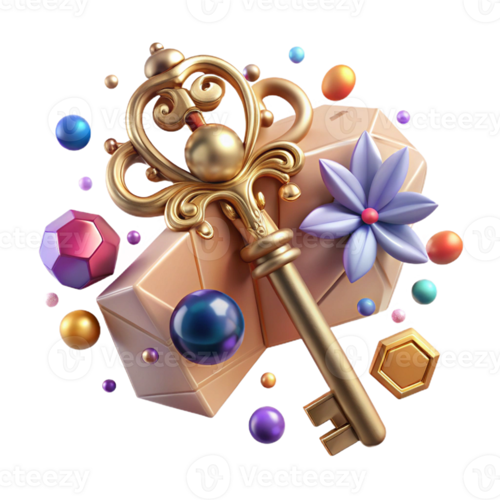 dramatic creative Old Skeleton Key Cutout with Ornate Design png