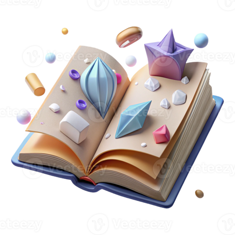 serene abstract Open Book Cutout with Realistic Page Texture png