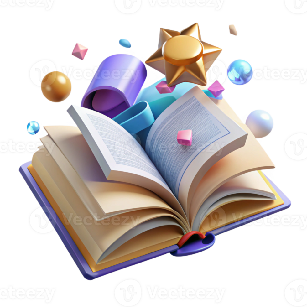 serene artistic Open Book Isolated with Turned Pages original png