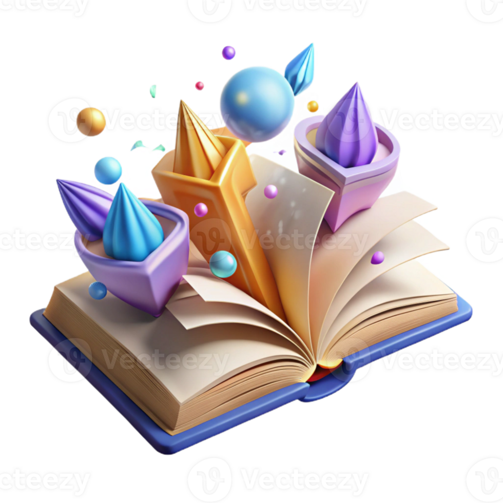 vibrant contemporary Open Book Isolated with Turned Pages authentic png