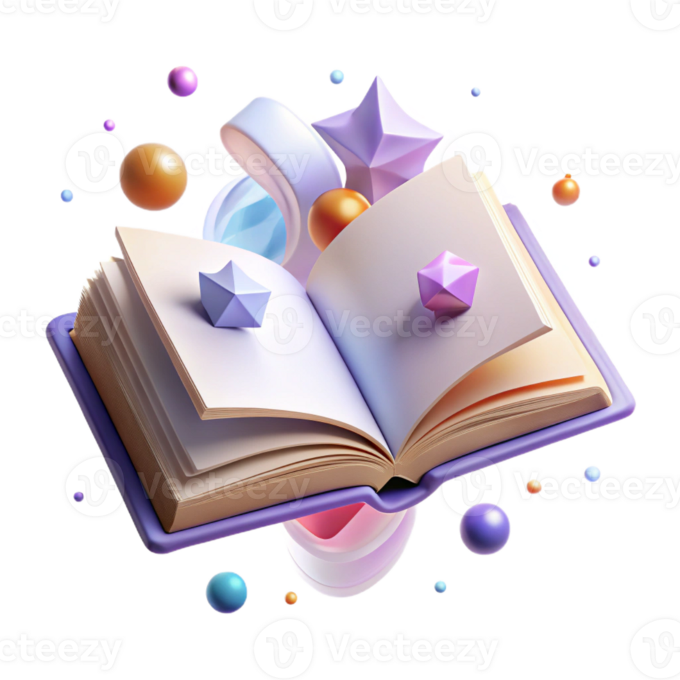 beautiful artistic Open Book with Blank Pages Flat Lay Cutout original png