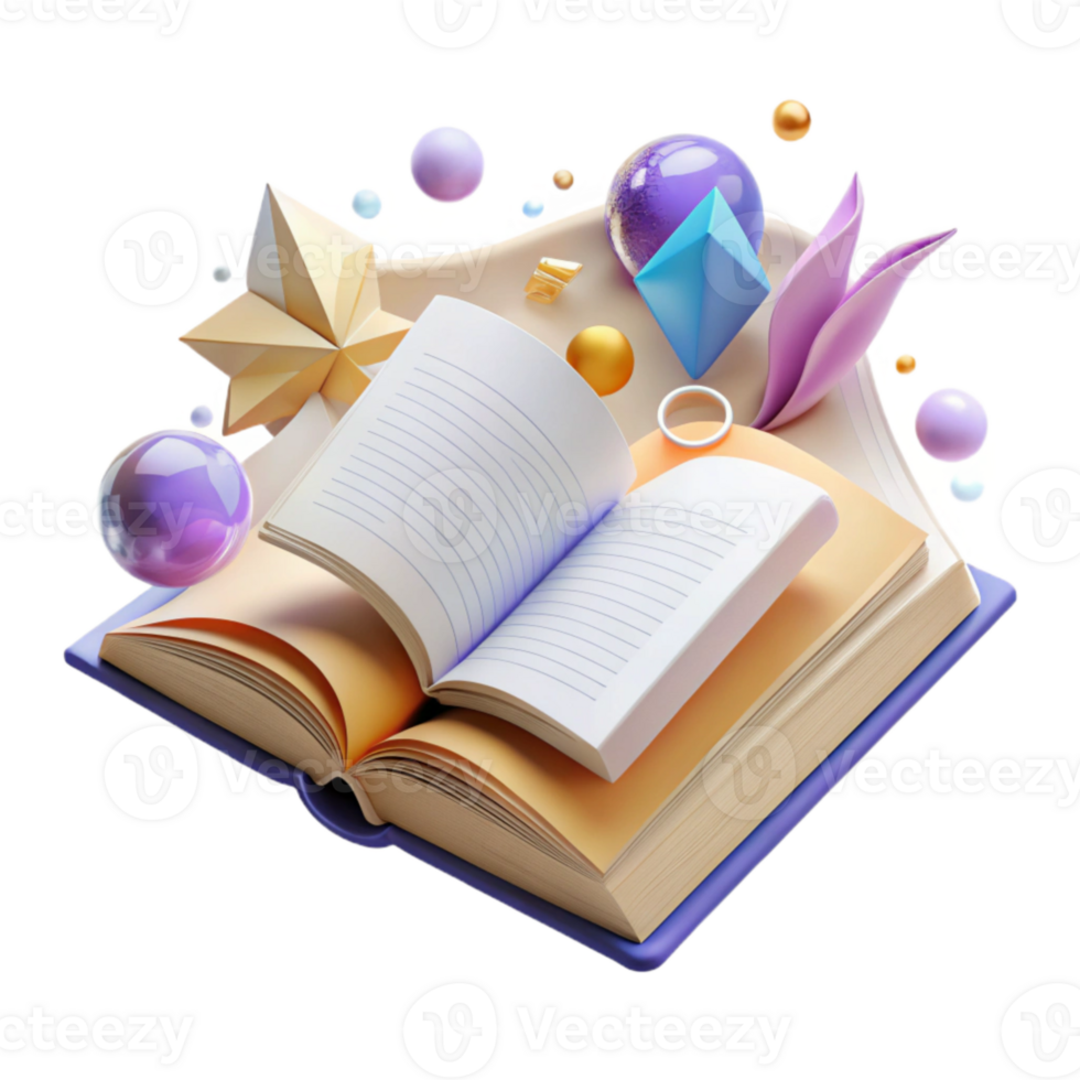 stunning abstract Open Book with Blank Pages Flat Lay Cutout high resolution png