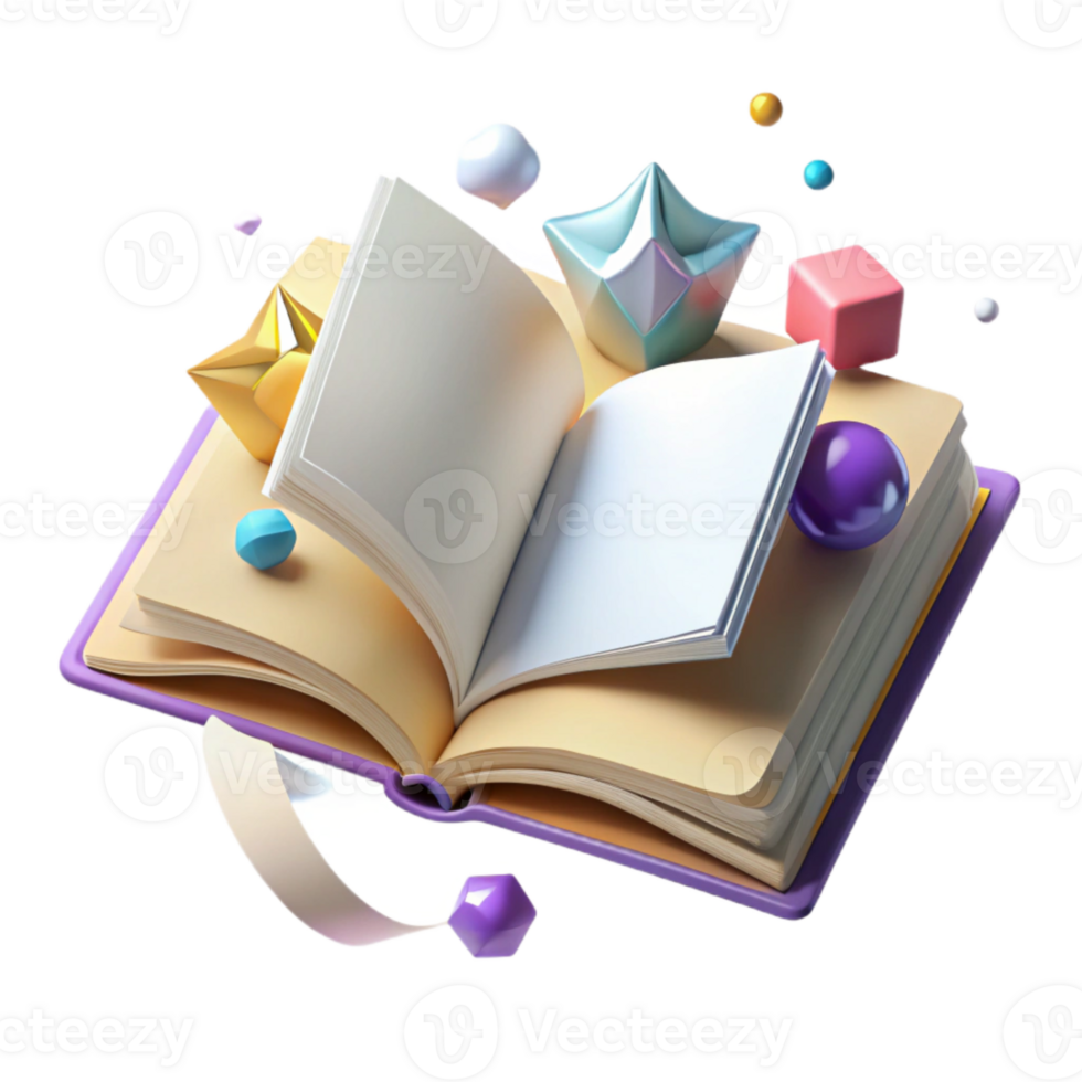 dramatic artistic Open Book with Blank Pages Flat Lay Cutout high resolution png