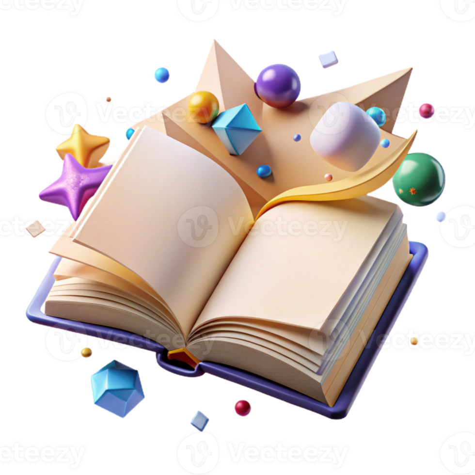 wonderful creative Open Book with Blank Pages Flat Lay Cutout original png