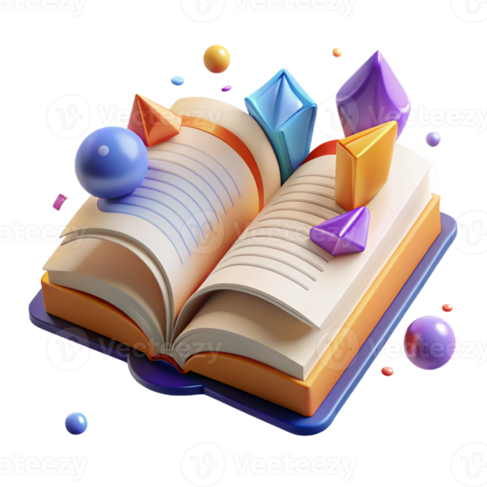 vibrant artistic Open Book with Bookmark and Turned Pages Cutout genuine png