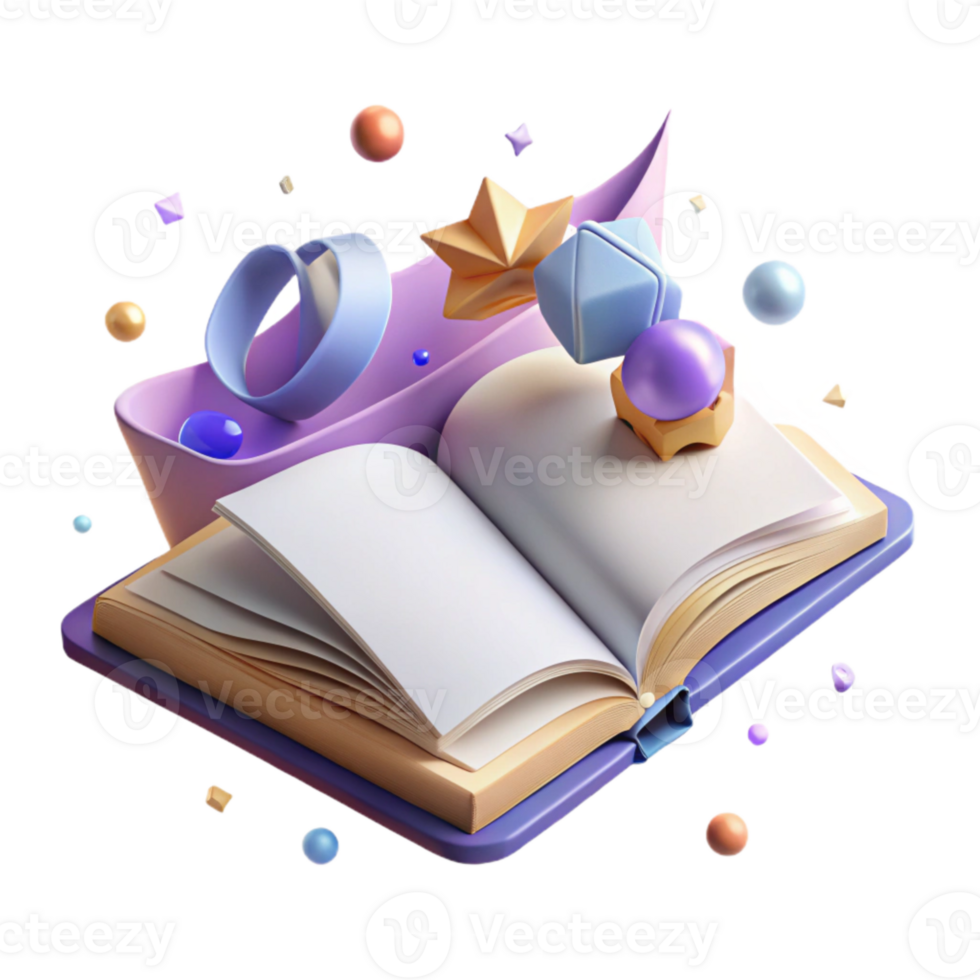 serene creative Open Book with Bookmark and Turned Pages Cutout authentic png