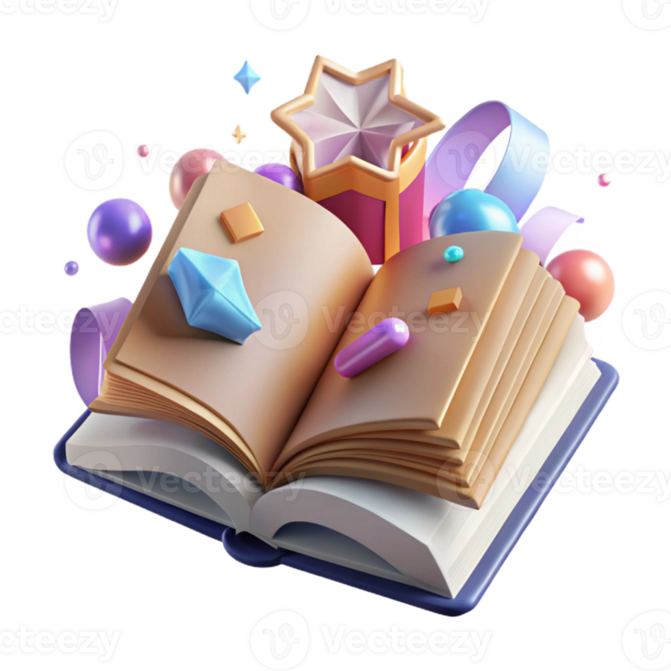 impressive modern Open Book with Bookmark and Turned Pages Cutout png