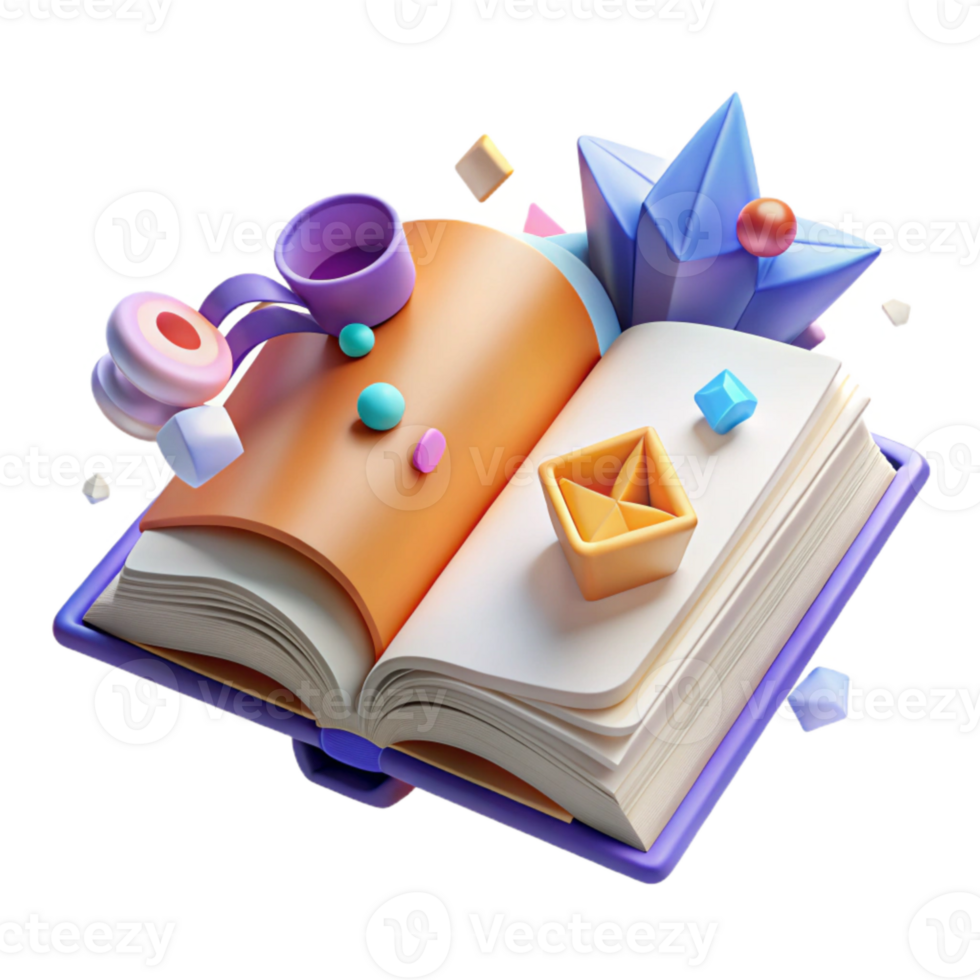 impressive traditional Open Book with Bookmark and Turned Pages Cutout high quality png