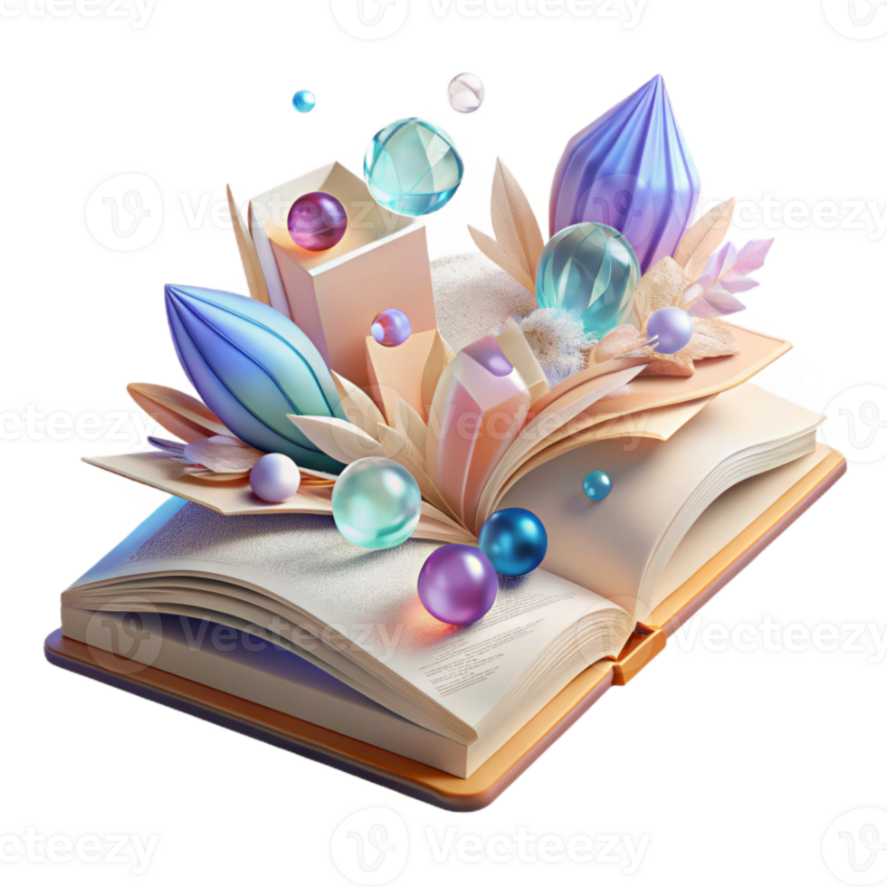 beautiful contemporary Open Book with Pressed Flowers Inside Cutout png
