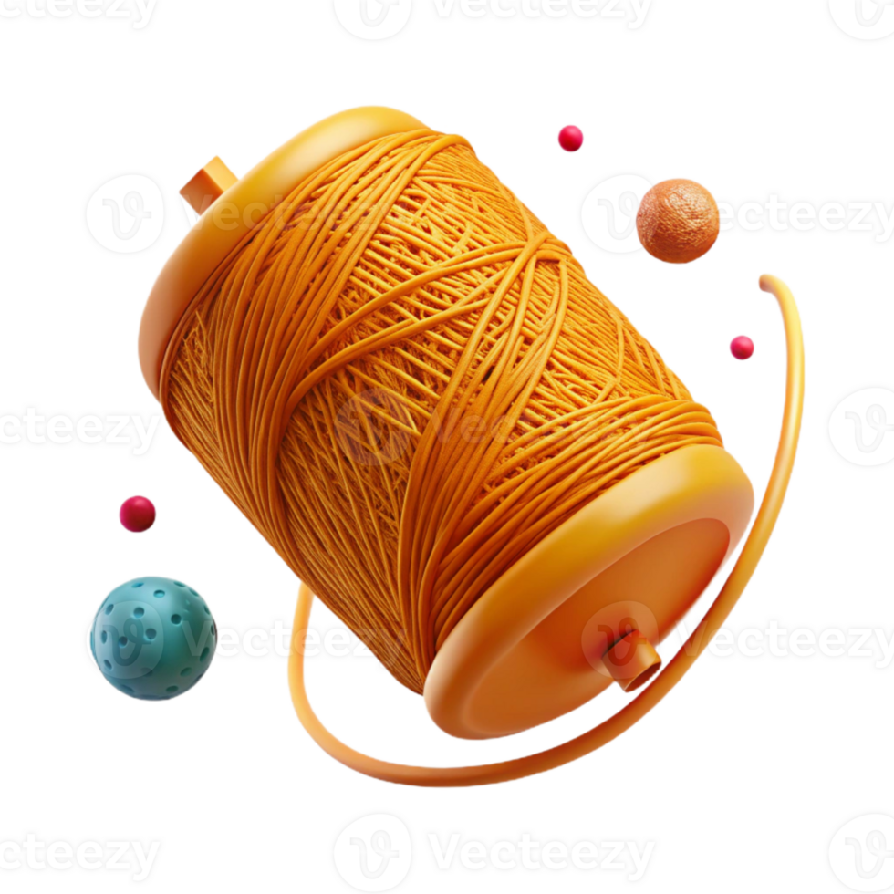 vibrant traditional Orange Thread with Textured Finish Isolated professional png