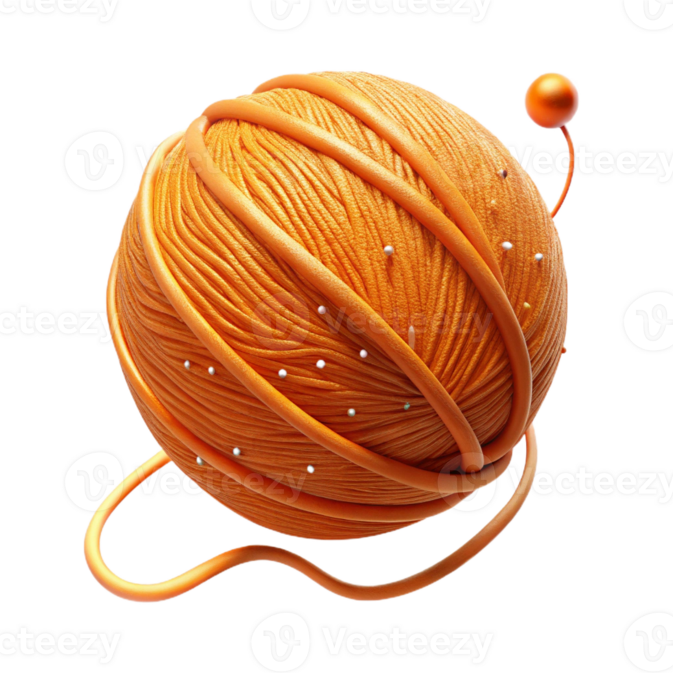 wonderful vintage Orange Thread with Textured Finish Isolated detailed png