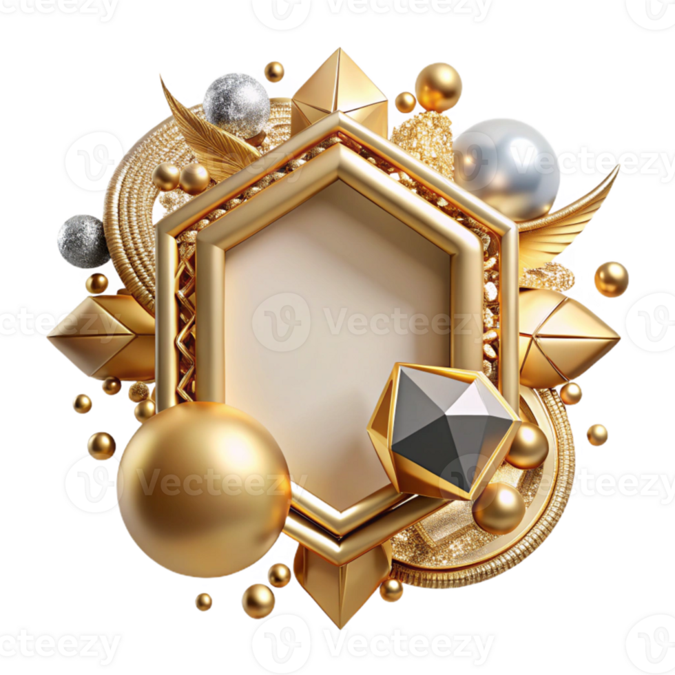 beautiful creative Ornate Gold Frame Cutout on Transparent Background genuine png