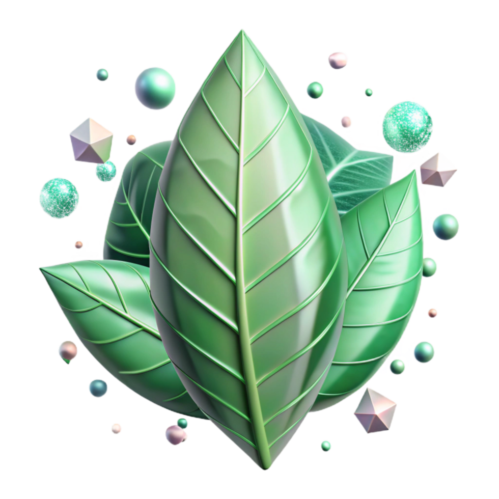 impressive artistic Pastel Green Leaf Pattern Transparent Background detailed png