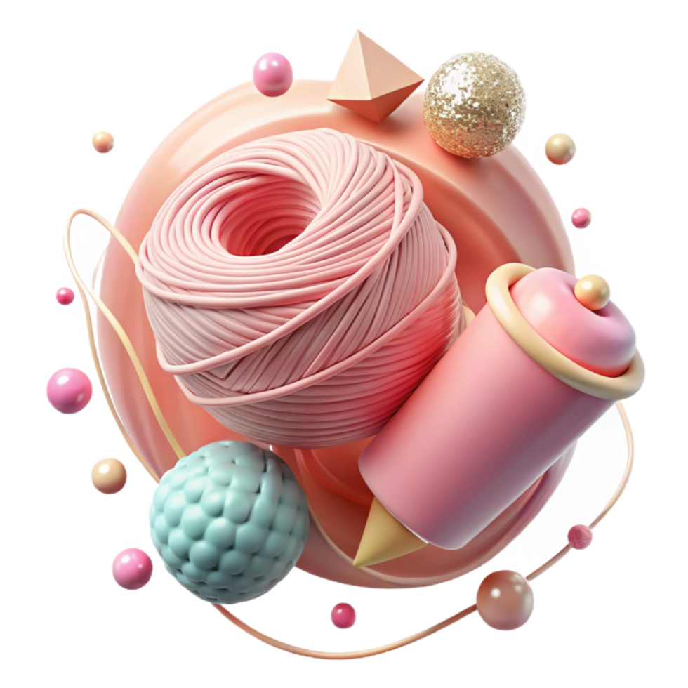 elegant artistic Pastel Pink Thread Isolated with Soft Hues original png