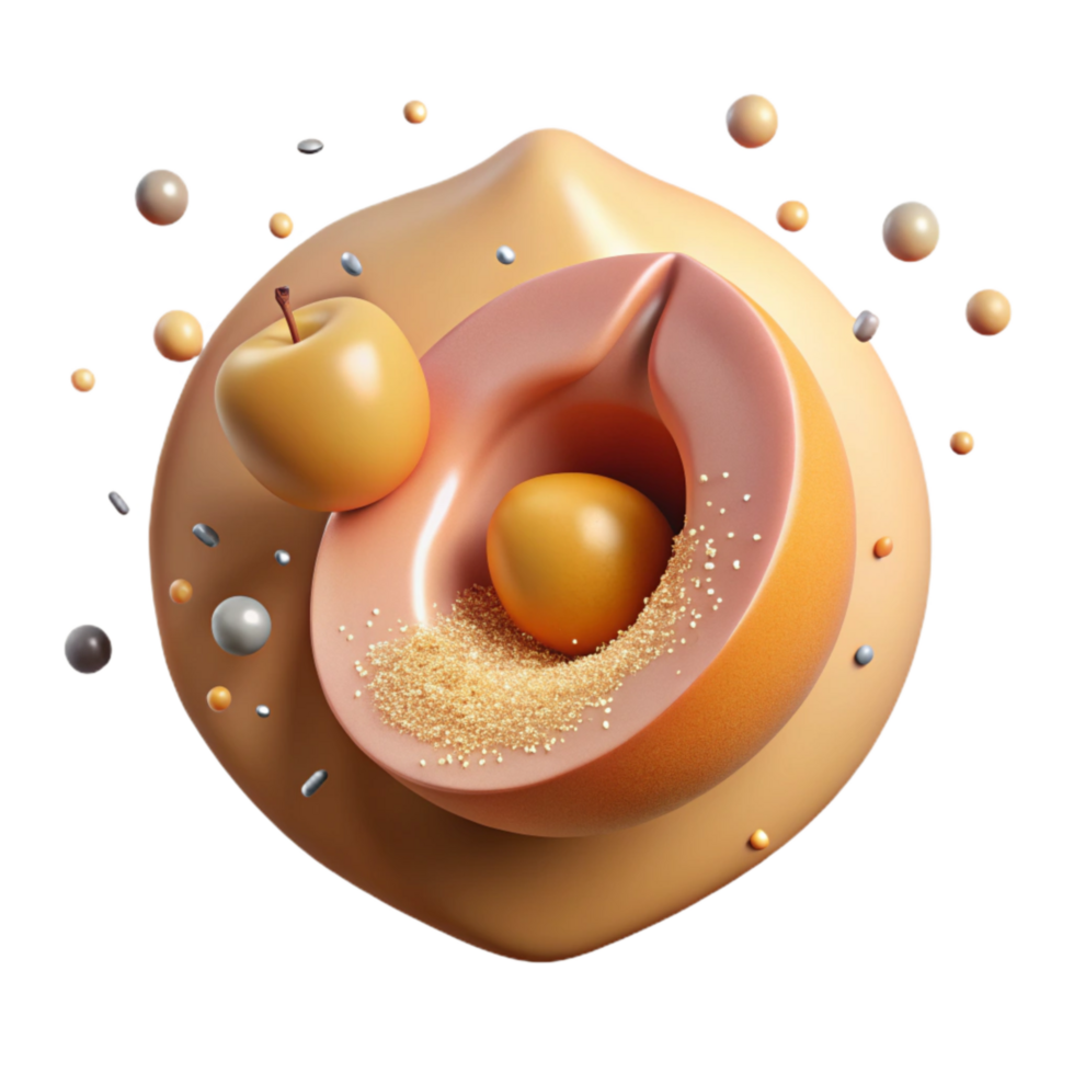 magnificent artistic Peach Slice with Pit Isolated Element high resolution png