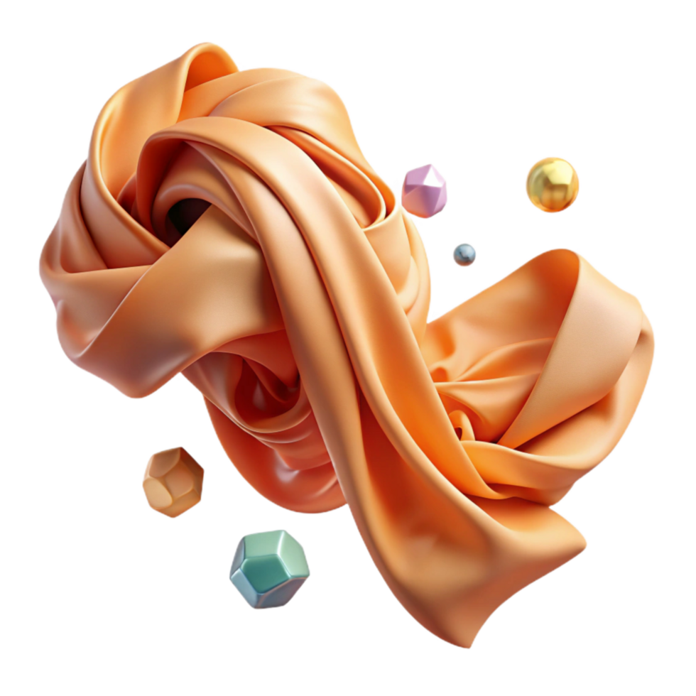 impressive rustic Peach Orange Silk Scarf Isolated with Transparent Background and Elegant Drape png