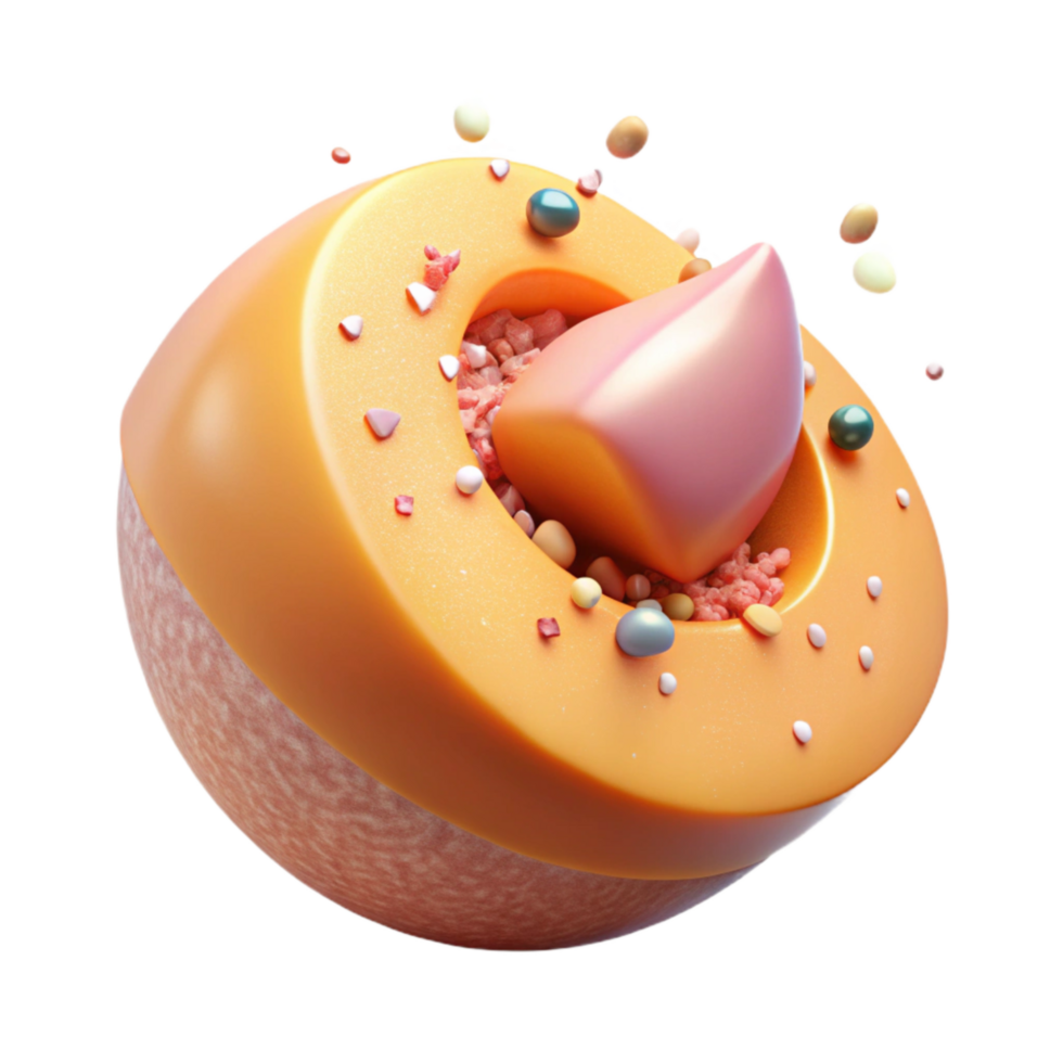 extraordinary rustic Peach Slice with Pit Isolated Element professional png