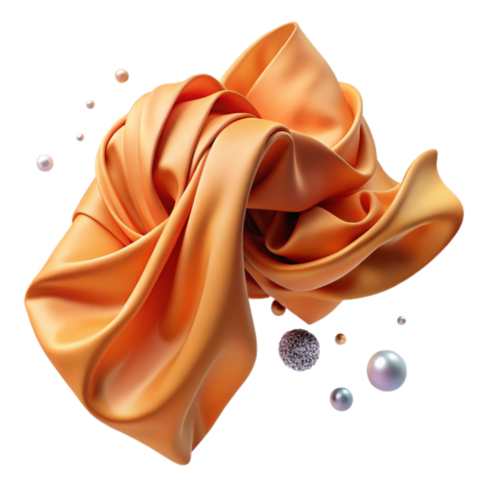 elegant abstract Peach Orange Silk Scarf Isolated with Transparent Background and Elegant Drape png