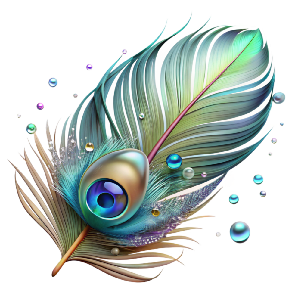 vibrant creative Peacock Feather Iridescent Colors Transparent Background original png