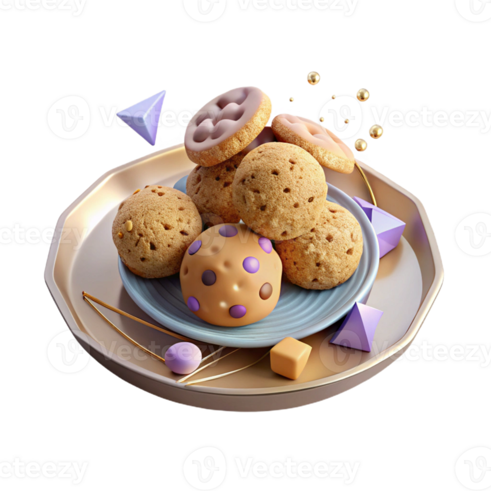 magnificent abstract Plate of Freshly Baked Cookies Isolated on Transparent Background exclusive png