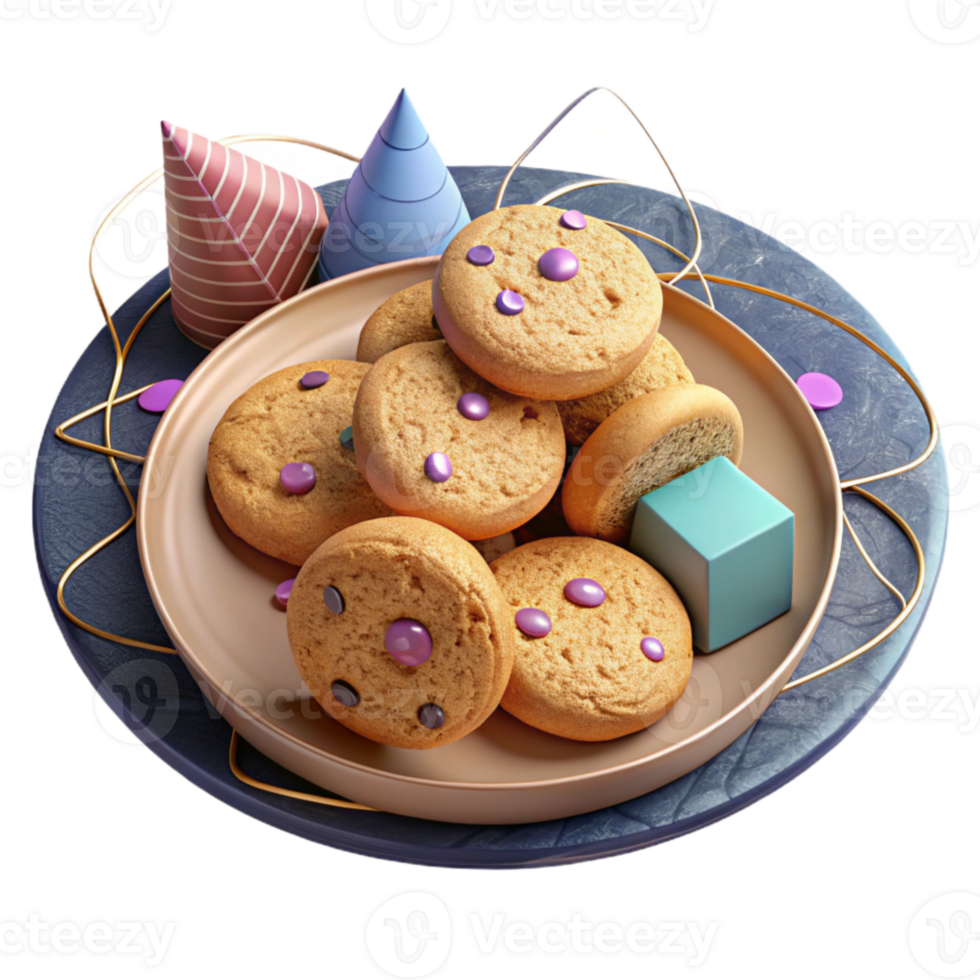 serene contemporary Plate of Freshly Baked Cookies Isolated on Transparent Background original png