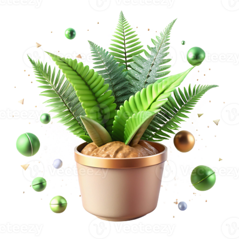 stunning vintage Potted Fern Plant Lush Green Isolated Element exclusive png