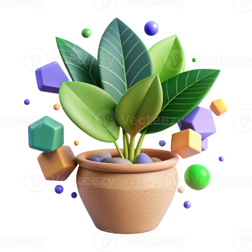 dramatic classic Potted Plant with Green Leaves Isolated Cutout original png