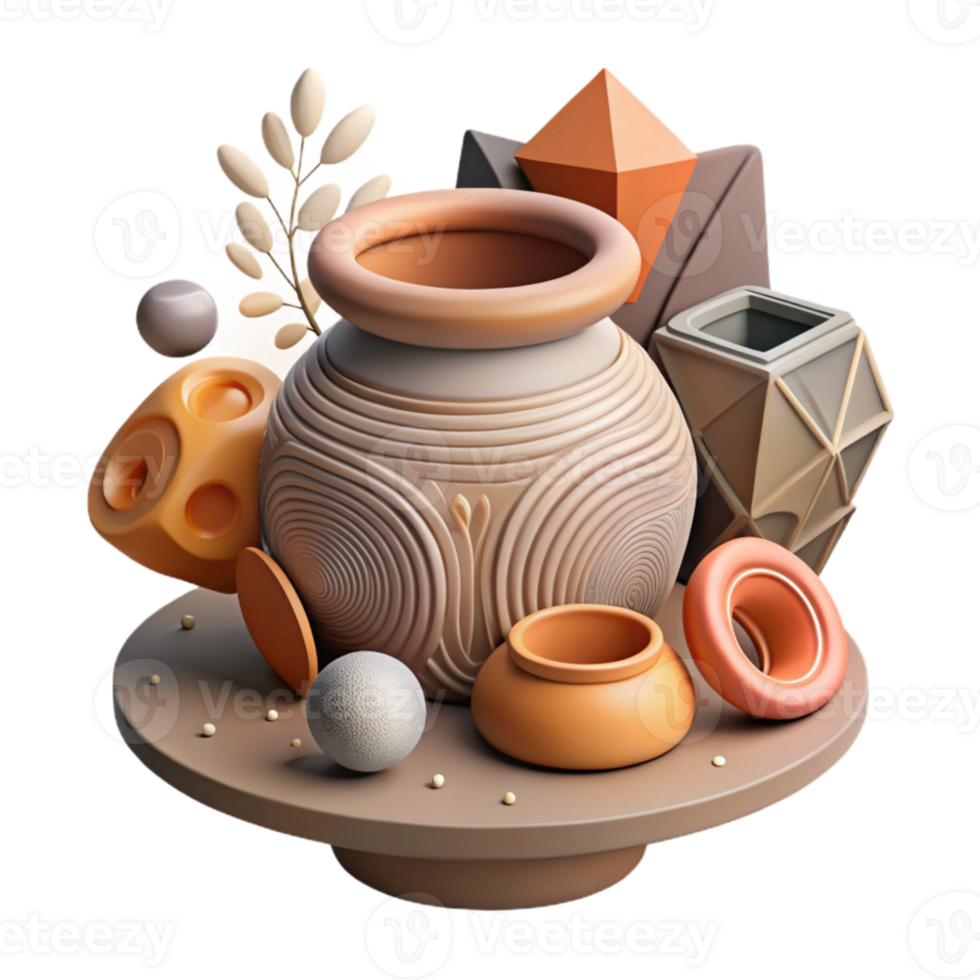 extraordinary creative Pottery Design Isolated Element with Earthy Tones genuine png