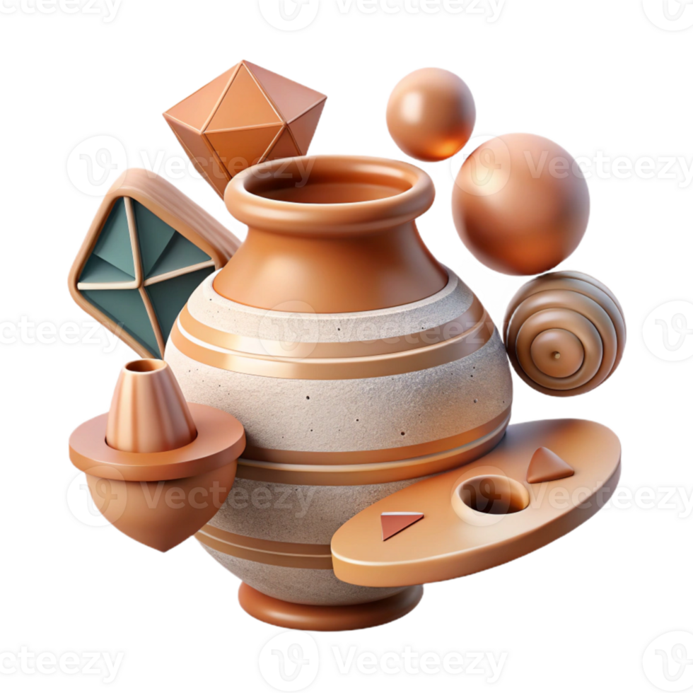 dramatic rustic Pottery Design Isolated Element with Earthy Tones original png