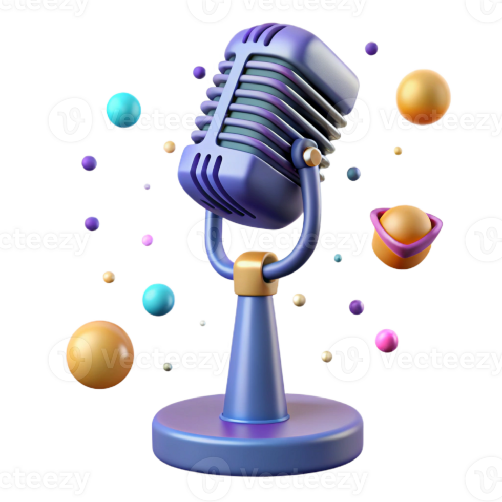 vibrant rustic Retro Microphone Stand Side View Isolated authentic png