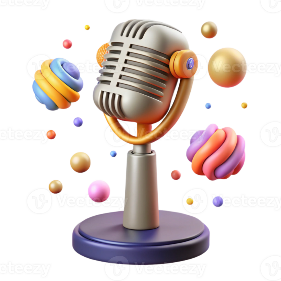 beautiful artistic Retro Microphone Stand Side View Isolated high quality png