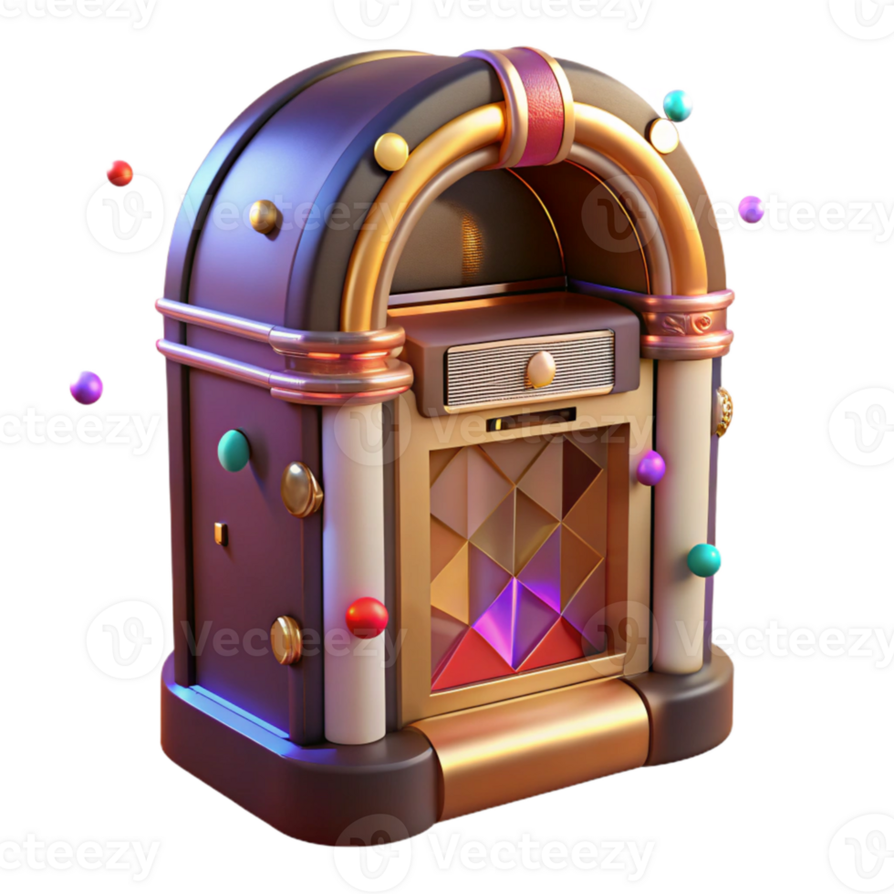stunning vintage Retro Jukebox Front View with Lights Isolated exclusive png