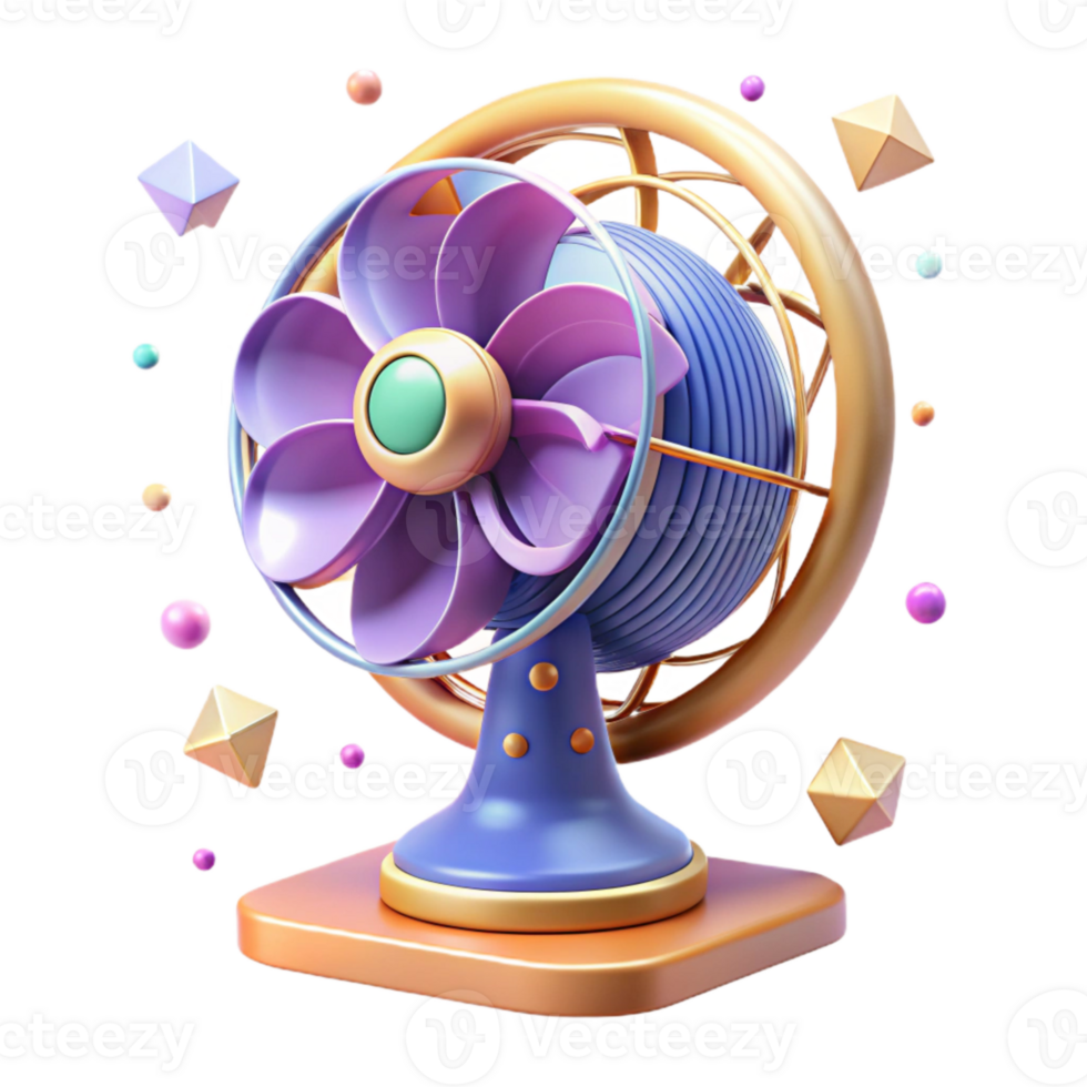 impressive modern Retro Desk Fan Oscillating View Isolated exclusive png