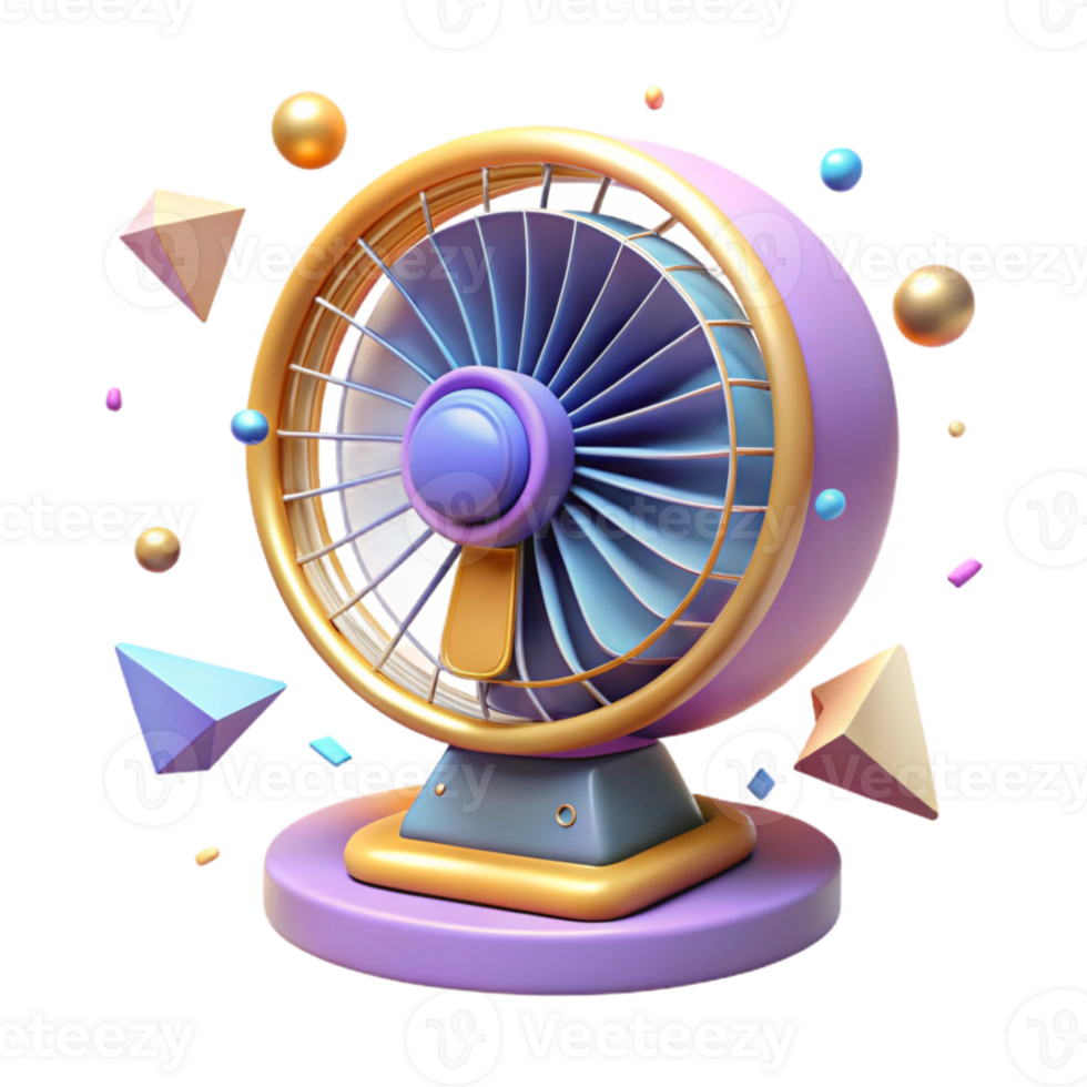 serene traditional Retro Desk Fan Oscillating View Isolated professional png
