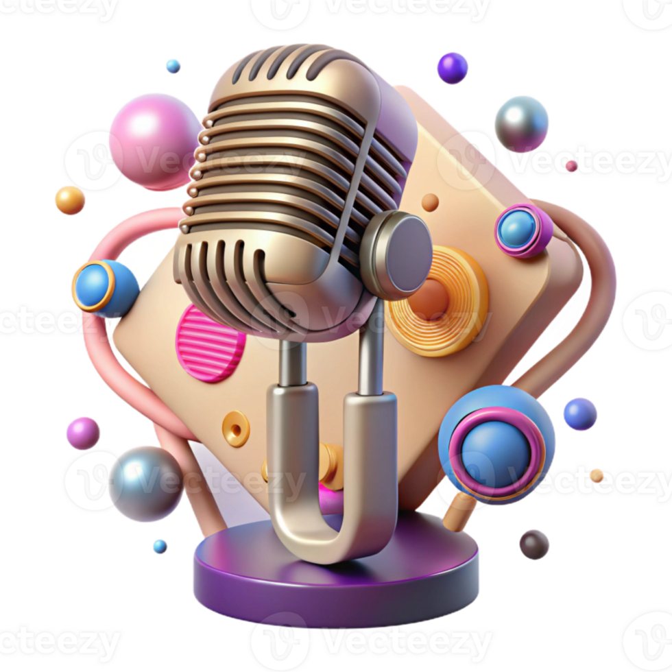 extraordinary minimalist Retro Microphone with Stand Cutout original png