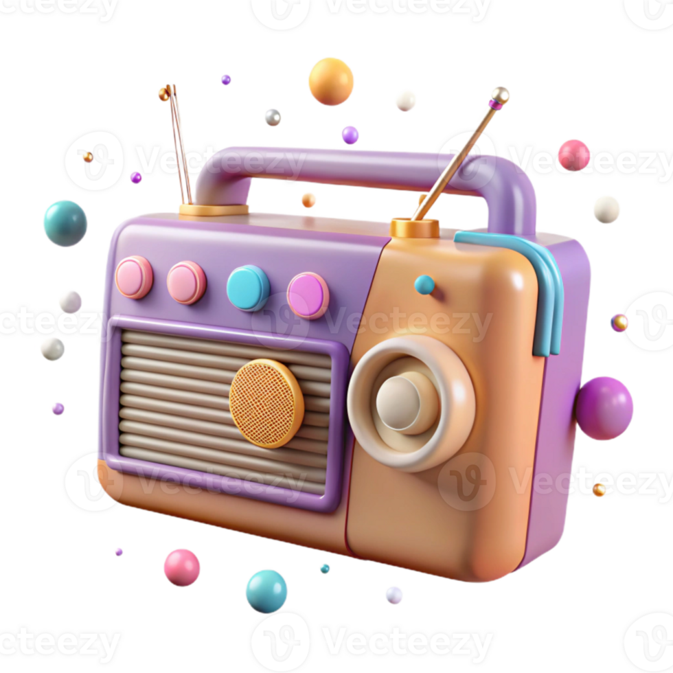 extraordinary minimalist Retro Radio Cutout Front View Isolated genuine png