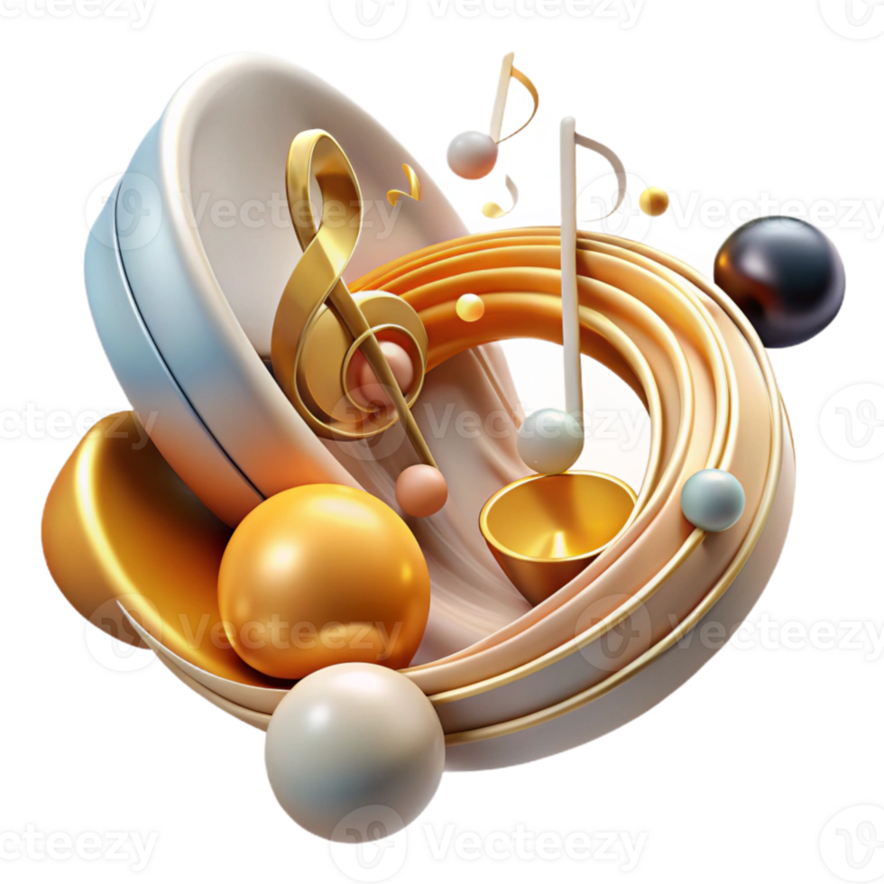 vibrant rustic Retro Music Notes Swirling Design Isolated exclusive png