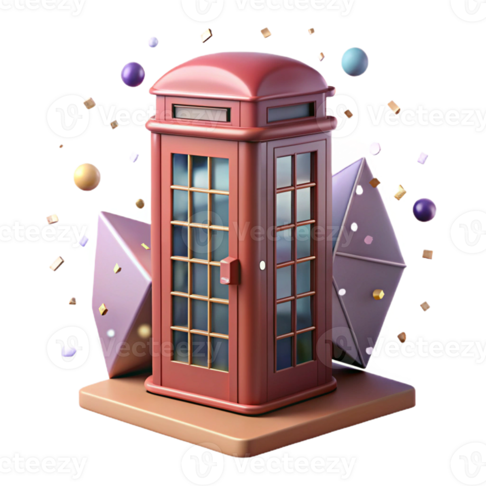 beautiful vintage Retro Telephone Booth Side View Isolated high quality png
