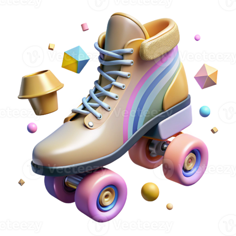 impressive abstract Retro Roller Skates Side View Isolated exclusive png