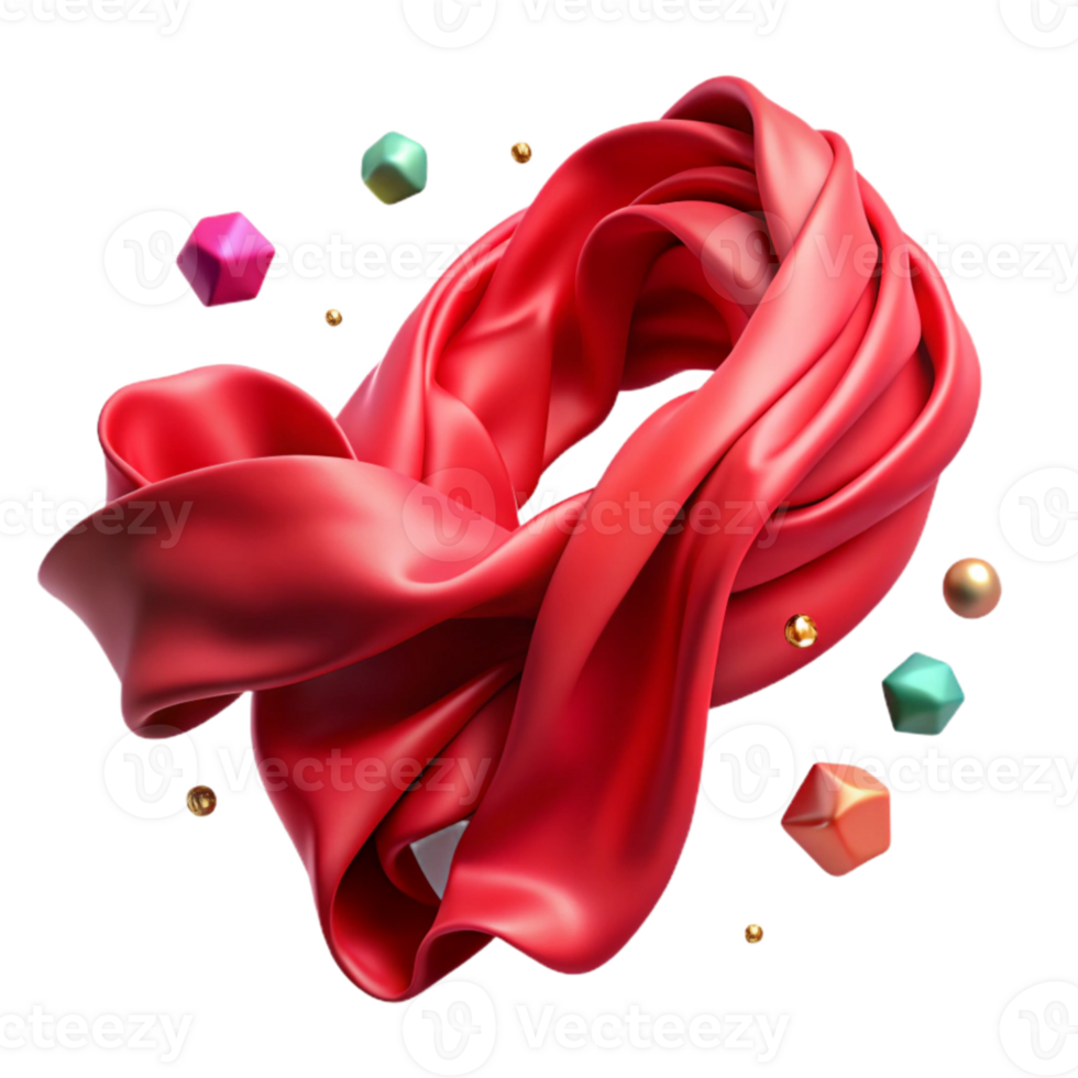 beautiful creative Scarlet Red Silk Ribbon Cutout with Elegant Drape original png