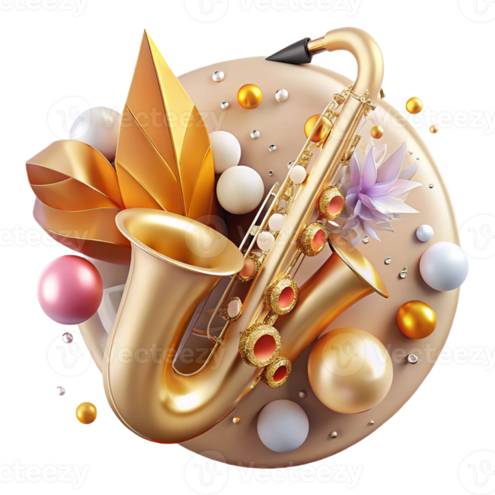 wonderful contemporary Saxophone Transparent Background with Gold Keys genuine png