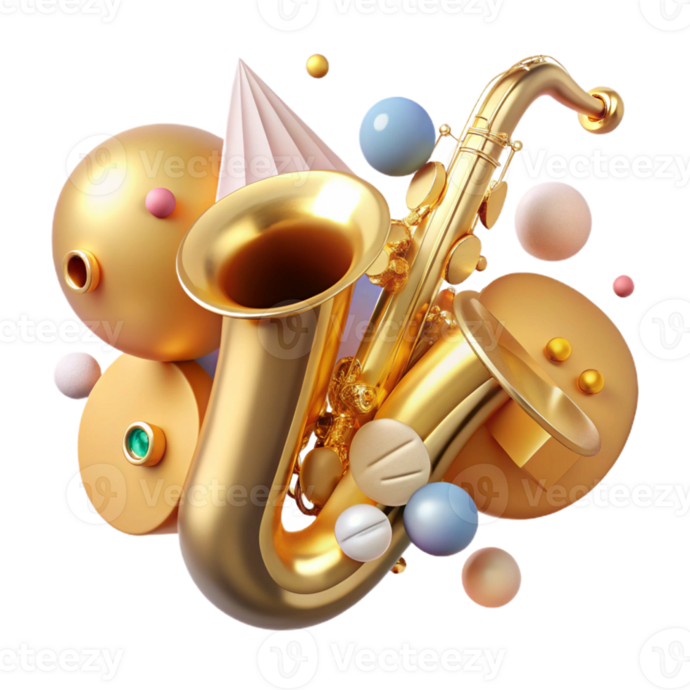 elegant classic Saxophone Transparent Background with Gold Keys authentic png