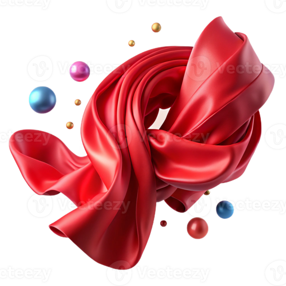 elegant classic Scarlet Red Silk Ribbon Cutout with Elegant Drape original png