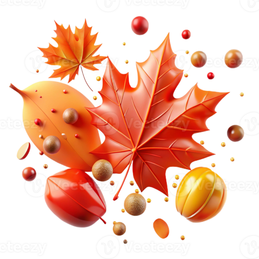 wonderful traditional Scattered Autumn Leaves in Warm Colors Cutout high resolution png